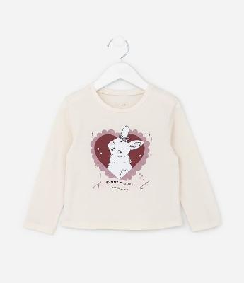 Blusa Infantil com Estampa de Coelhinha - Tam 1 a 5 anos