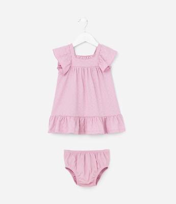 Vestido Infantil com Babados e Calcinha - Tam 0 a 18 meses