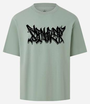 Camiseta Boxy em Malhão com Estampa Lettering Grafitti