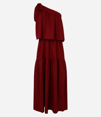 Vestido Midi Um Ombro Só com Babados