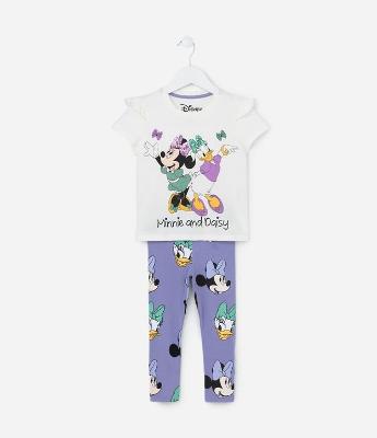 Conjunto Infantil com Babado e Estampa da Minnie e Margarida - Tam 1 a 6 Anos