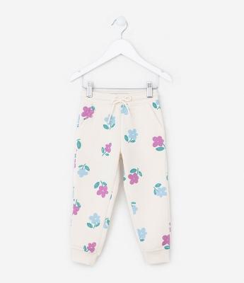 Calça Infantil Quentinha com Estampa Floral - Tam 1 a 5 Anos