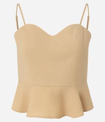 Blusa Corsetada em Crepe com Babado Peplum