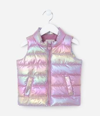 Colete Puffer Infantil Metálico com Bolsos - Tam 1 a 5 anos