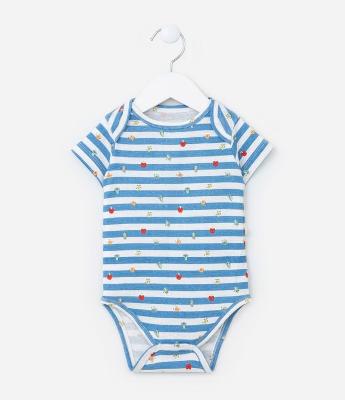 Body Infantil com Estampa Frutinhas e Listras - Tam  RN a 24 meses