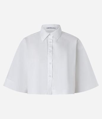 Camisa Cropped em Tricoline