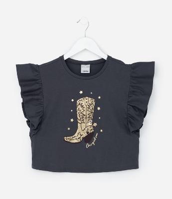 Blusa Curta Infantil com Babados nas Cavas - Tam 5 a 14 Anos