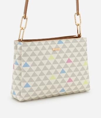 Bolsa Transversal Média com Estampa Triângulo