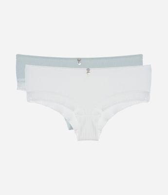 Kit 2 Calcinhas Boyshort em Viscose com Detalhes em Renda