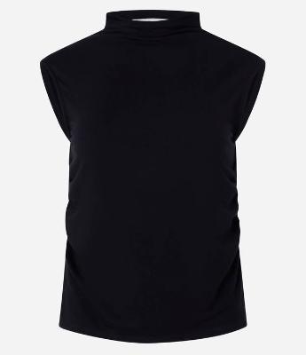 Blusa Manga Curta em Viscose com Gola Alta