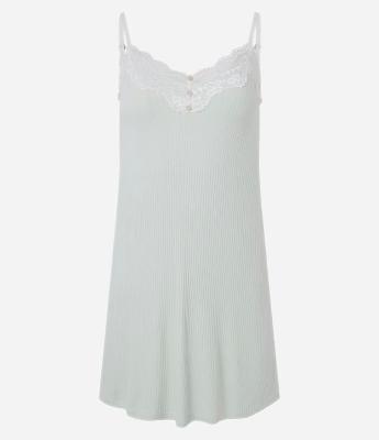 Camisola Alcinha em Viscose com Renda e Botões
