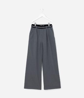 Calça Wide Leg Infantil em Alfaiataria com Cinto - Tam 5 a 14 Anos