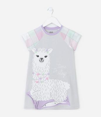 Camisola Infantil em Algodão com Estampa Lhama - Tam 5 a 14 Anos