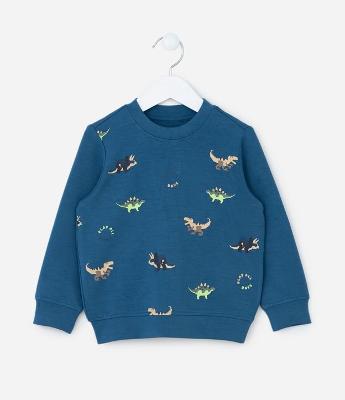 Suéter Infantil com Estampa de Dinos - Tam 1 a 5 Anos