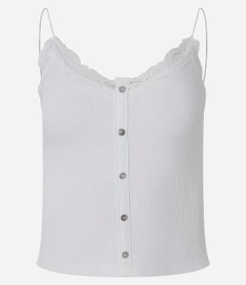 Blusa com Alcinha em Ribana com Detalhamento em Renda e Botões
