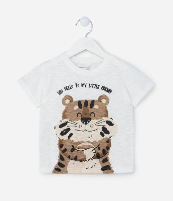 Camiseta Infantil com Estampa Interativa Tigrinho - Tam 1 a 5 Anos