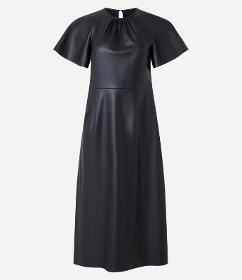 Vestido Midi em Material Sintético com Manga curta
