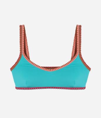 Biquíni Top Camisetinha em Microfibra com Costura Colorida e Viés Contrastante