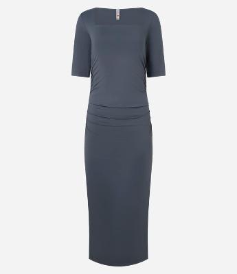 Vestido New Midi em Microfibra com Fenda