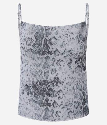 Blusa em Tule com Estampa Animal Print e Decote Degagê