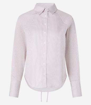 Camisa em Tricoline com Estampa de Listras