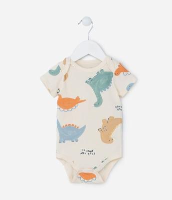 Body Infantil com Estampa de Dinos - Tam 0 a 18 meses