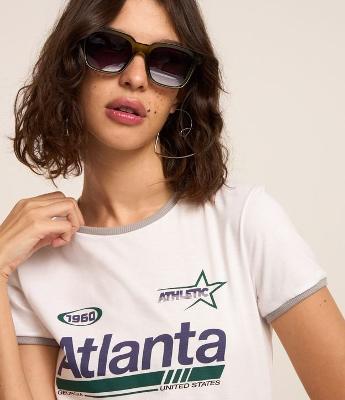 Blusa Baby Look em Algodão com Estampa Atlanta