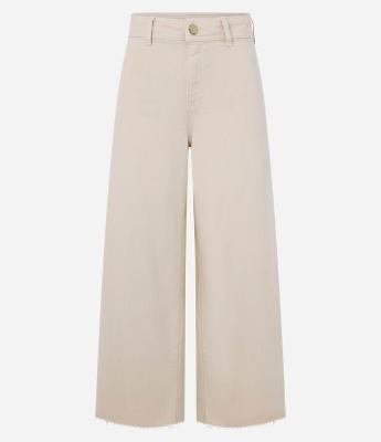 Calça Wide Leg Cropped em Jeans e Cintura Média