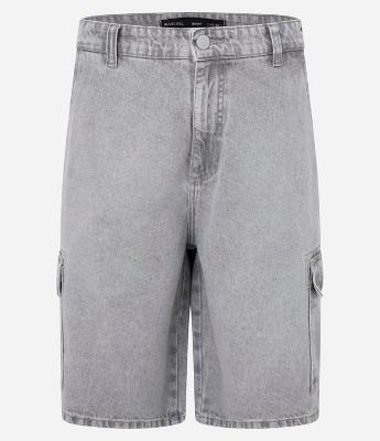 Bermuda Baggy Cargo em Jeans