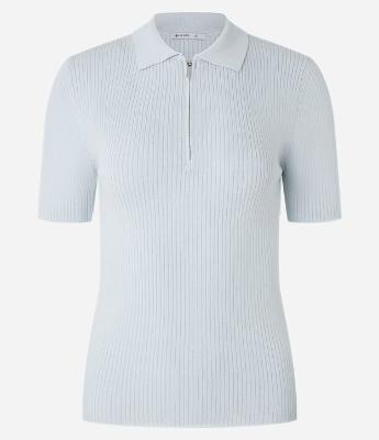 Blusa em Tricô com Gola Polo e Meio Zíper
