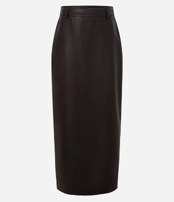 Saia Midi em Pu com Fenda