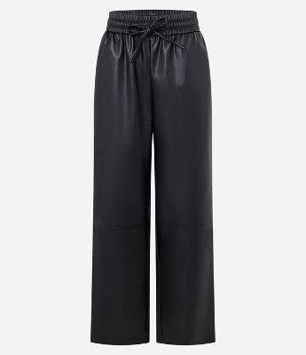 Calça Pantalona em PU com Amarração no Cós