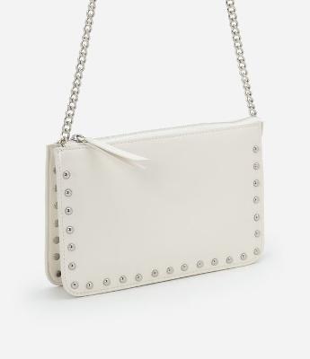 Bolsa Transversal Pequena com Bolsos e Alça de Corrente
