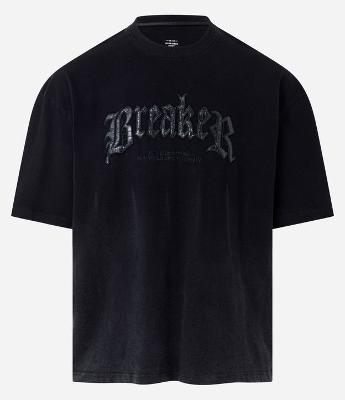 Camiseta Overboxy em Algodão Estonado com Estampa Bordada Lettering