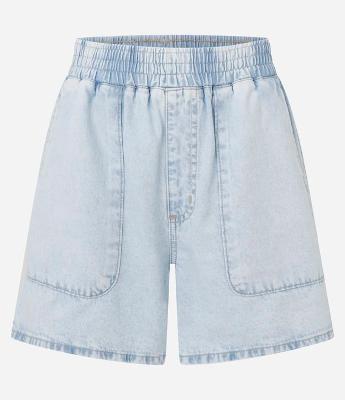 Short Runner em Jeans Delavê com Cós Elástico