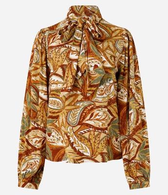 Blusa em Viscose com Gola Laço e Estampa Paisley