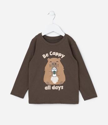 Camiseta Infantil com Estampa Capivara - Tam 1 a 6 Anos