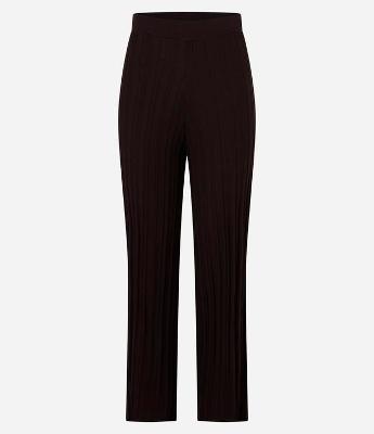 Calça Wide Leg em Tricot com Cós Elástico