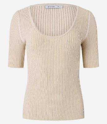 Blusa Canelada em Tricô com Decote U