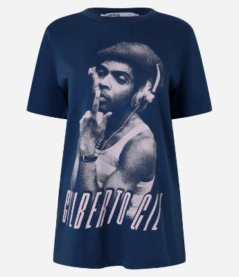 Camiseta Alongada em Algodão com Estampa Gilberto Gil
