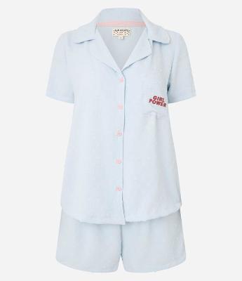 Pijama Short Doll Manga Curta com Estampa "Grl Pwr"