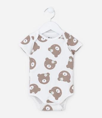 Body Infantil com Estampa de Ursinha - Tam RN a 18 meses
