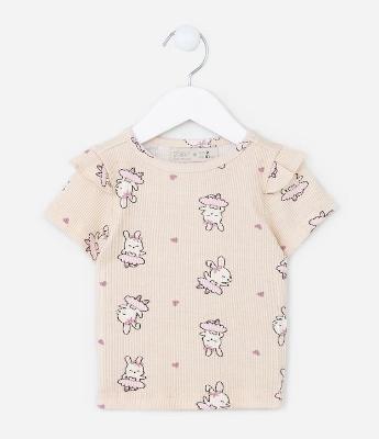 Blusa Infantil em Ribana com Babadoinhos - Tam 1 a 5 Anos