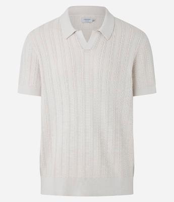 Camisa Polo Regular com Textura Trançada