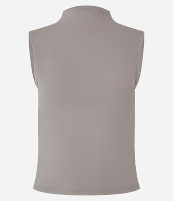 Blusa Sem Manga em Microfibra com Gola Alta e Decote nas Costas