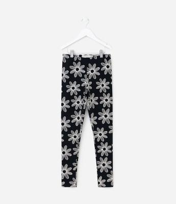 Calça Legging Infantil com Estampa Floral - Tam 5 a 14 Anos