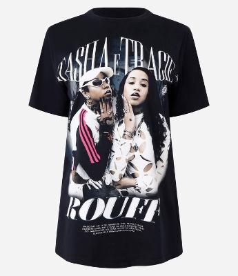 Camiseta Alongada em Algodão com Estampa Tasha e Tracie Rouff