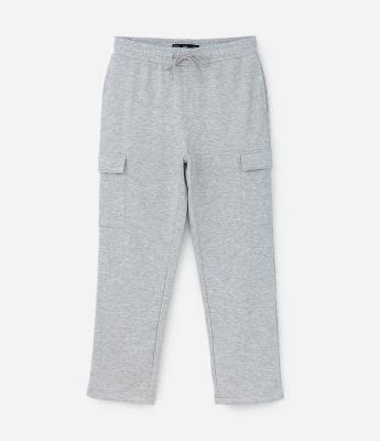 Calça Baggy em Moletom com Bolso Cargo