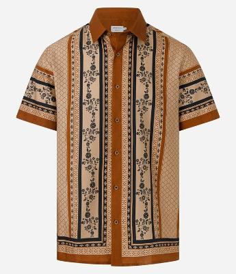 Camisa Regular em Flamê com Estampa de Lenço