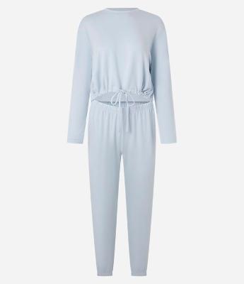 Pijama Longo em Poliviscose com Amarração na Barra